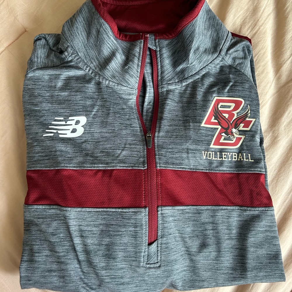 Long sleeve dry fit Boston College volleyball quarter zip